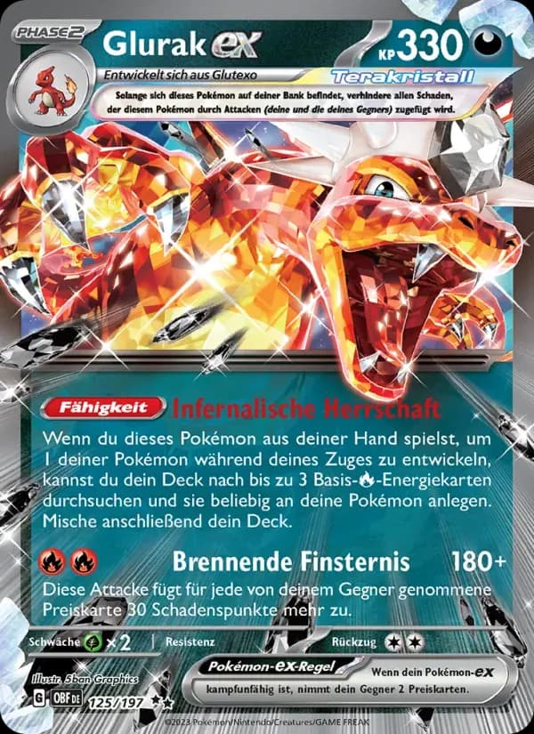 Glurak-ex — Obsidian Flammen 125 German Pokémon card