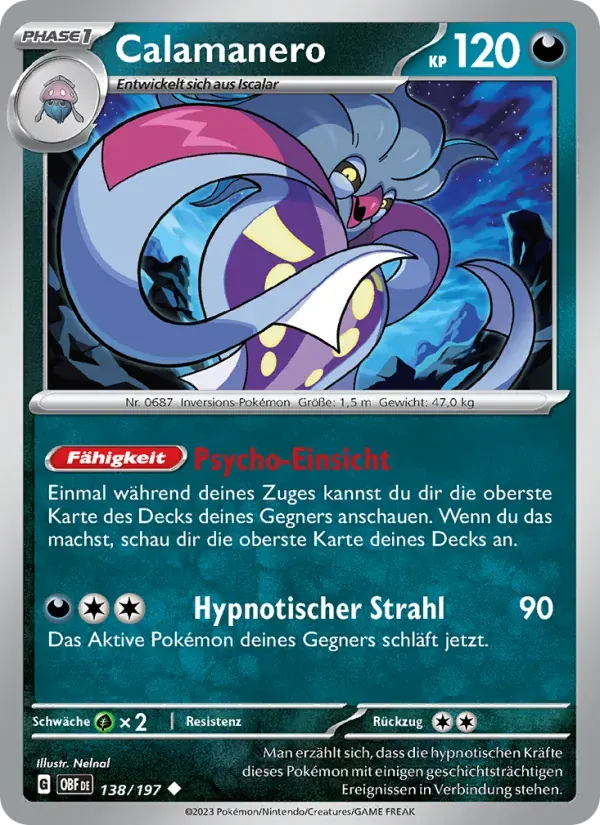 Calamanero — Obsidian Flammen 138 German Pokémon card