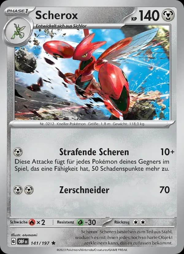 Scherox — Obsidian Flammen 141 German Pokémon card