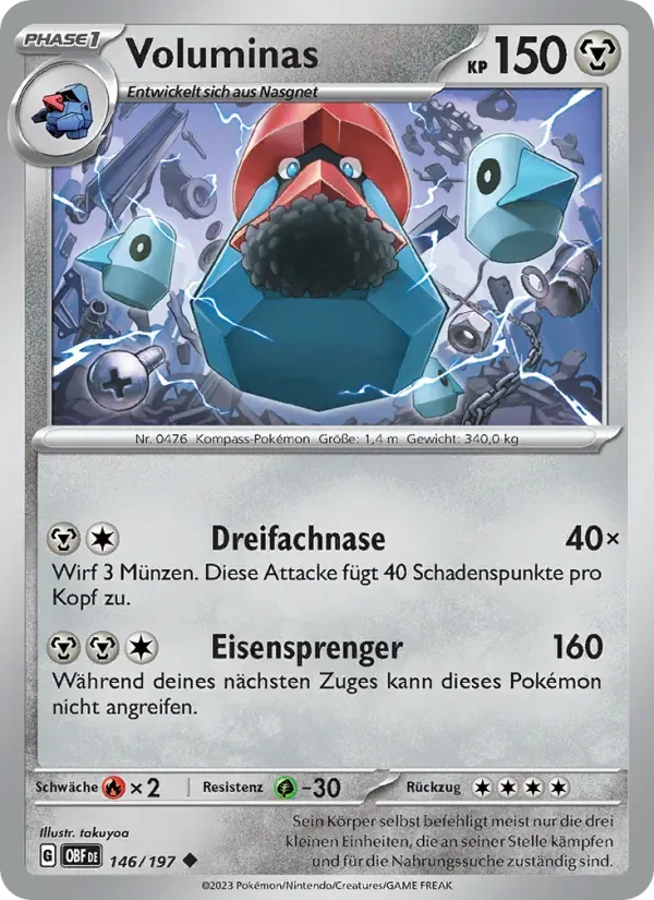 Voluminas — Obsidian Flammen 146 German Pokémon card