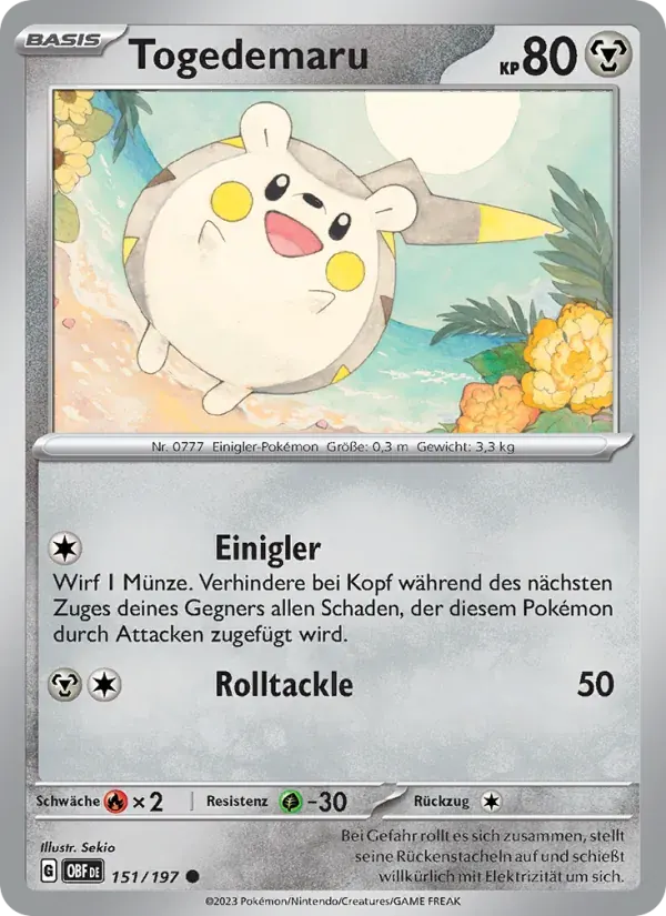 Togedemaru — Obsidian Flammen 151 German Pokémon card