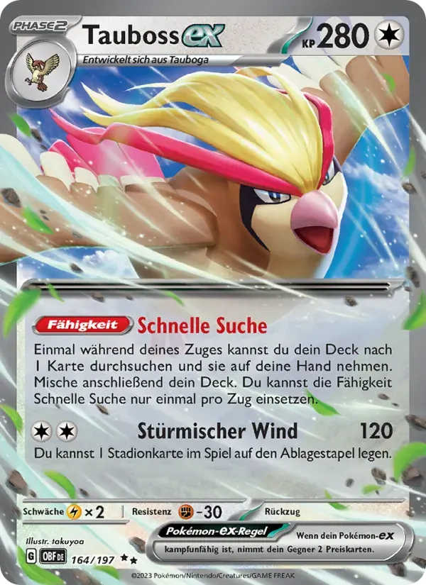 Tauboss-ex — Obsidian Flammen 164 German Pokémon card
