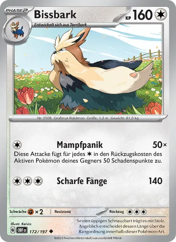 Bissbark — Obsidian Flammen 172 German Pokémon card