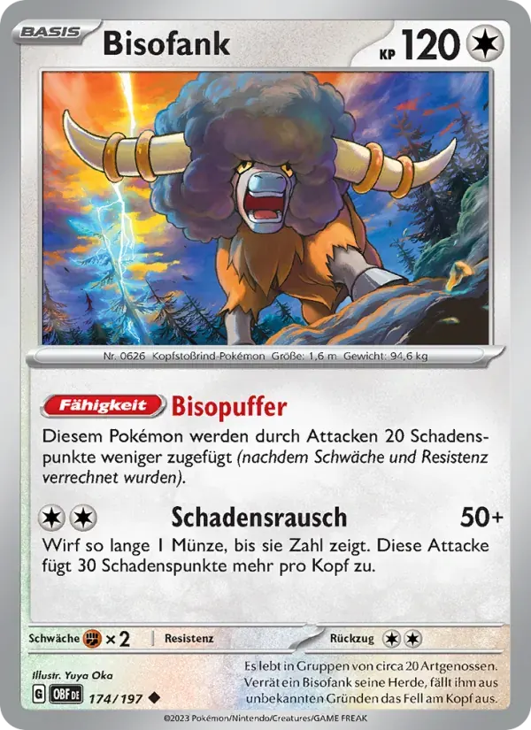 Bisofank — Obsidian Flammen 174 German Pokémon card