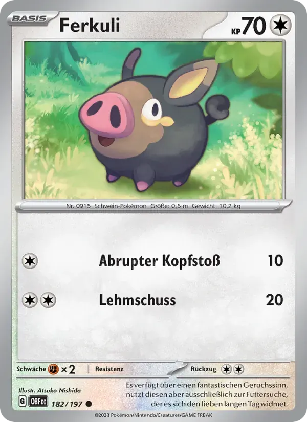 Ferkuli — Obsidian Flammen 182 German Pokémon card
