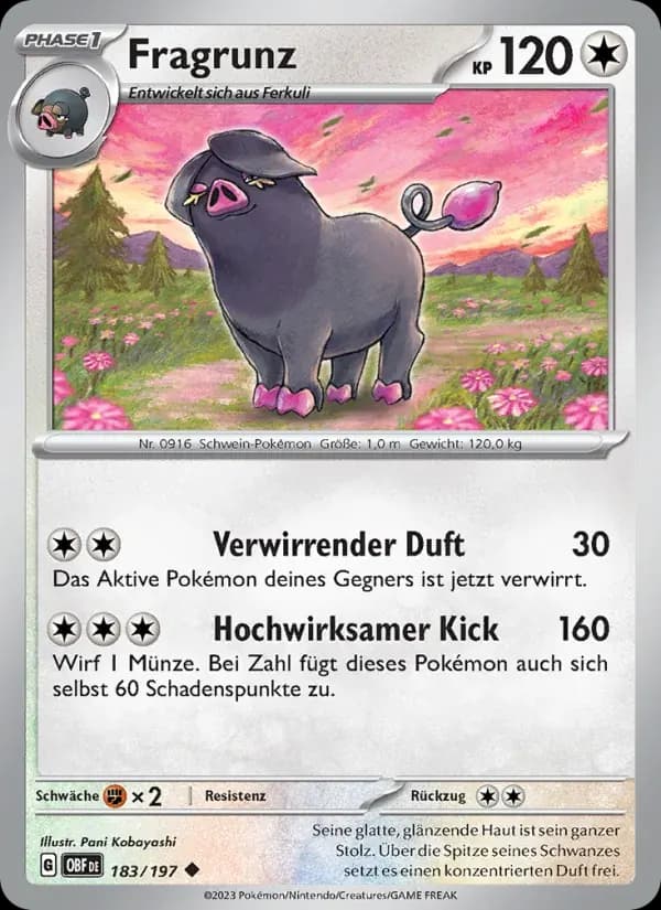 Fragrunz — Obsidian Flammen 183 German Pokémon card
