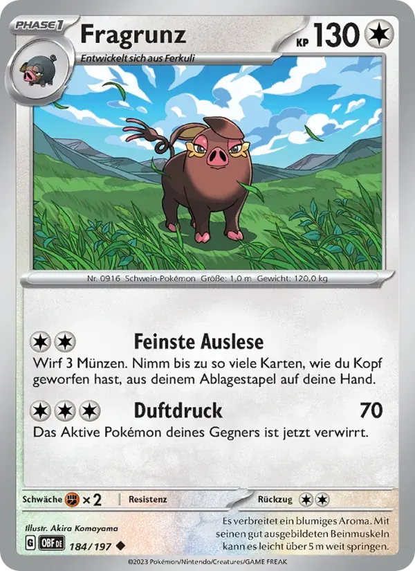 Fragrunz — Obsidian Flammen 184 German Pokémon card