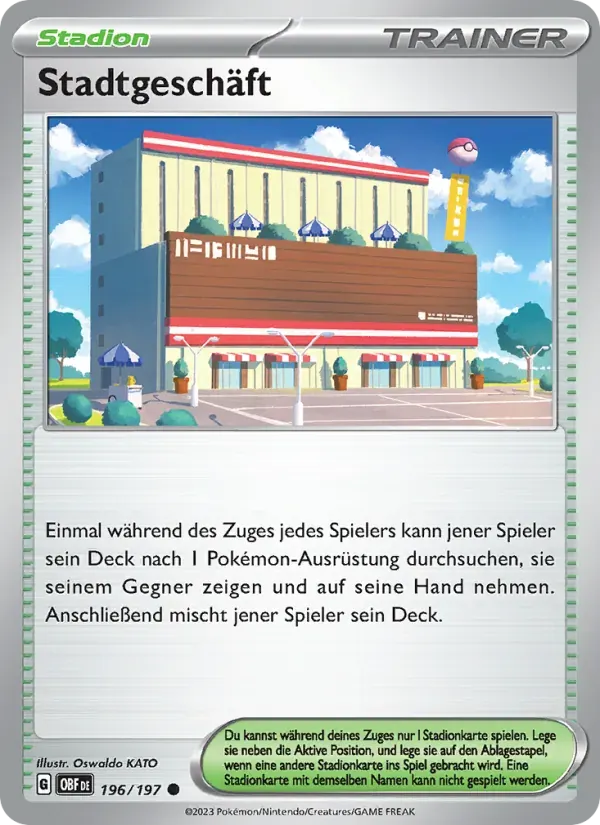 Stadtgeschäft — Obsidian Flammen 196 German Pokémon card