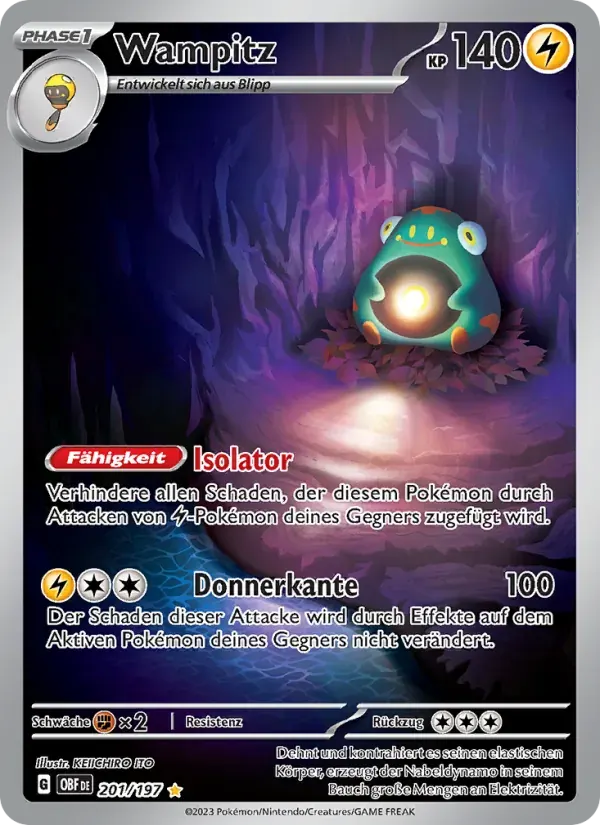 Wampitz — Obsidian Flammen 201 German Pokémon card