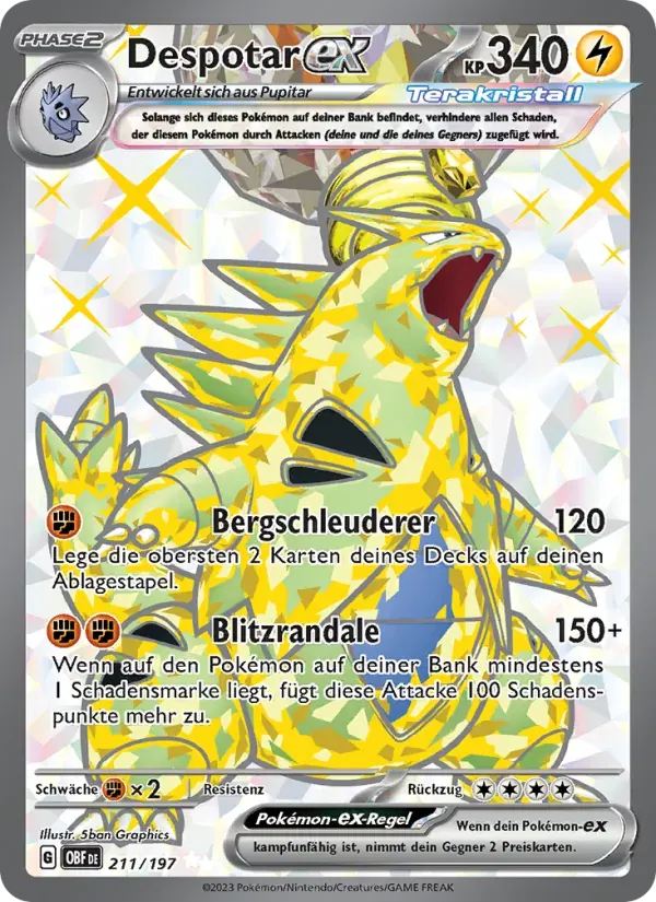 Despotar-ex — Obsidian Flammen 211 German Pokémon card