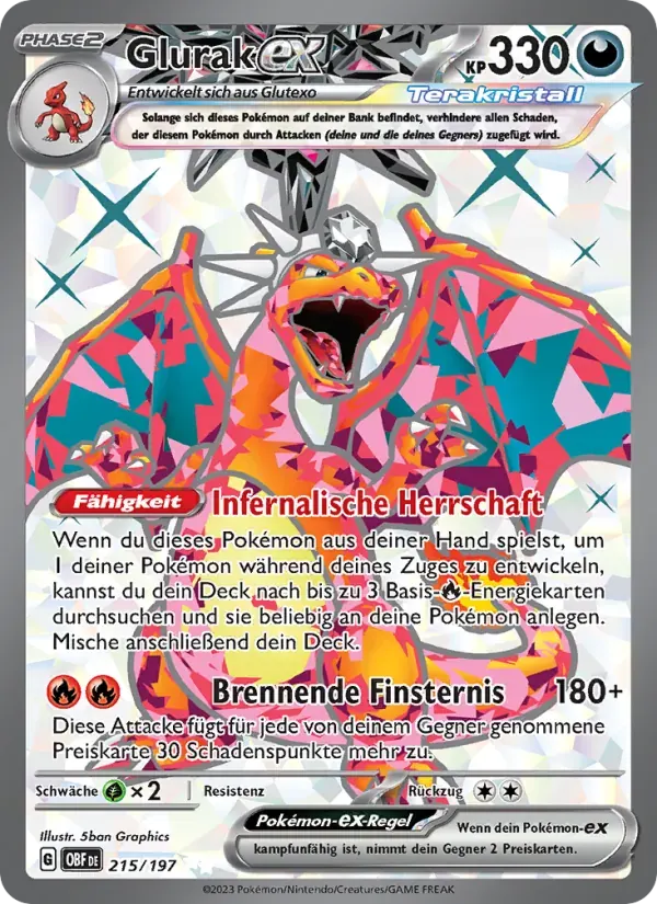 Glurak-ex — Obsidian Flammen 215 German Pokémon card