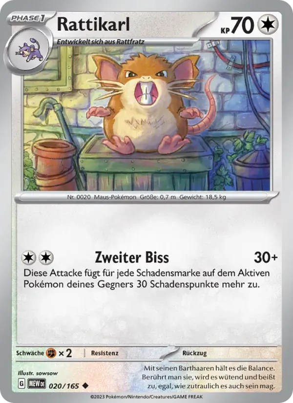Rattikarl — 151 20 German Pokémon card