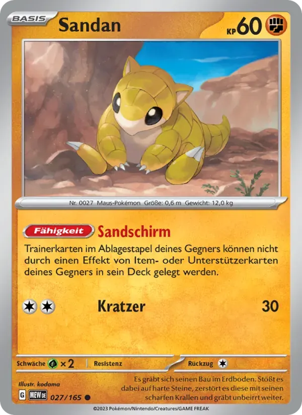 Sandan — 151 27 German Pokémon card