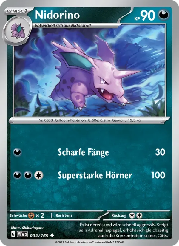 Nidorino — 151 33 German Pokémon card