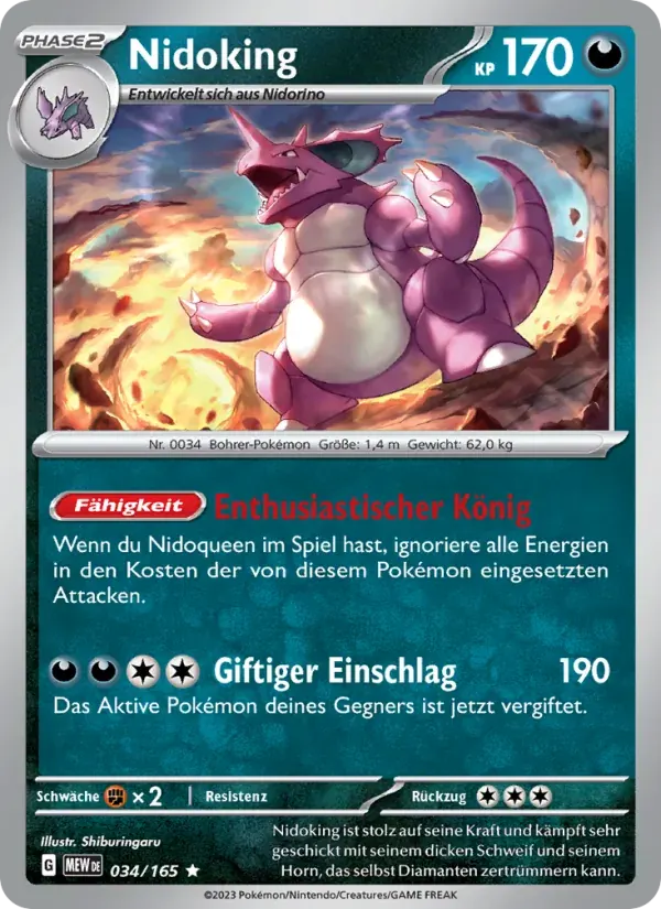 Nidoking — 151 34 German Pokémon card