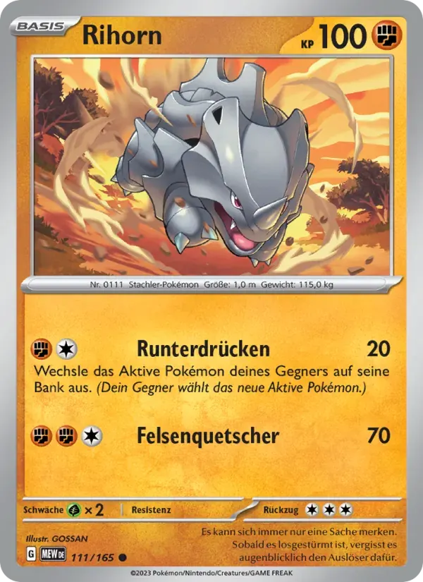 Rihorn — 151 111 German Pokémon card