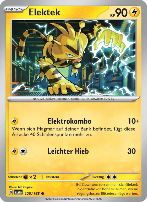 Elektek — 151 125 German Pokémon card