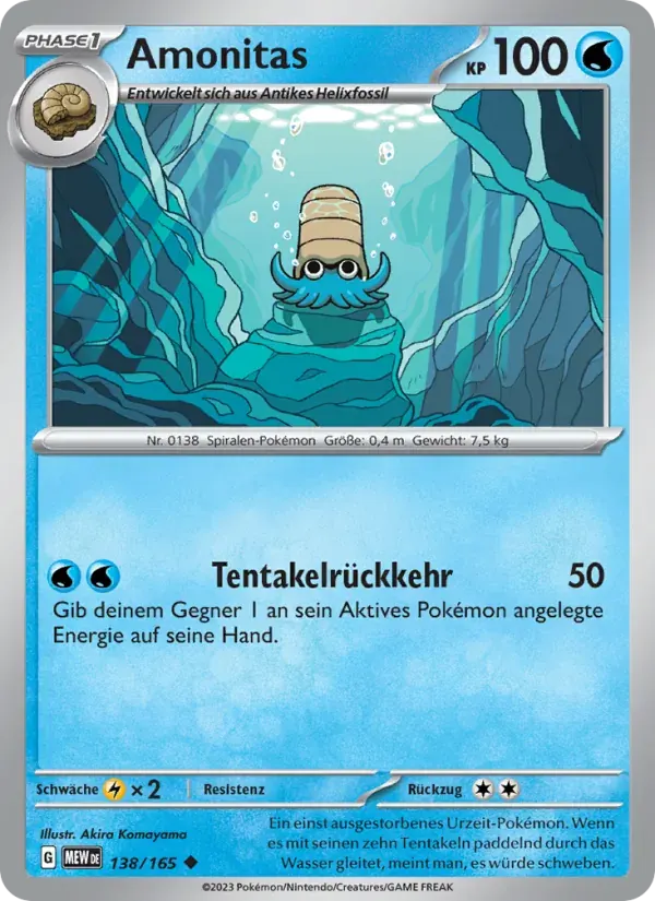 Amonitas — 151 138 German Pokémon card