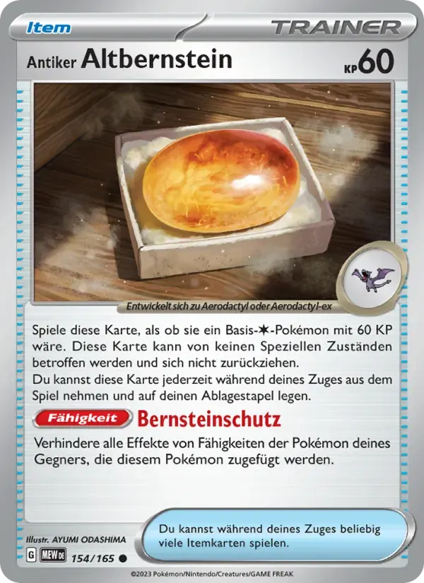 Antiker Altbernstein — 151 154 German Pokémon card