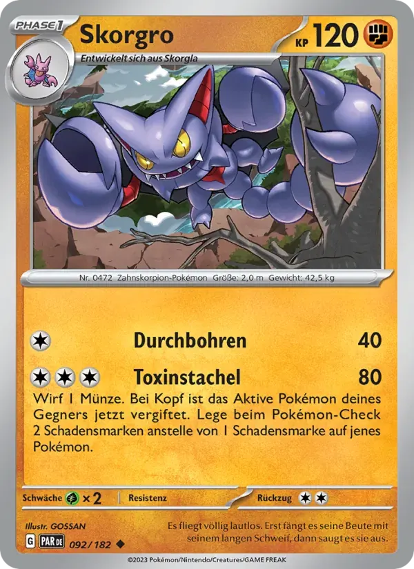 Skorgro — Paradoxrift 92 German Pokémon card