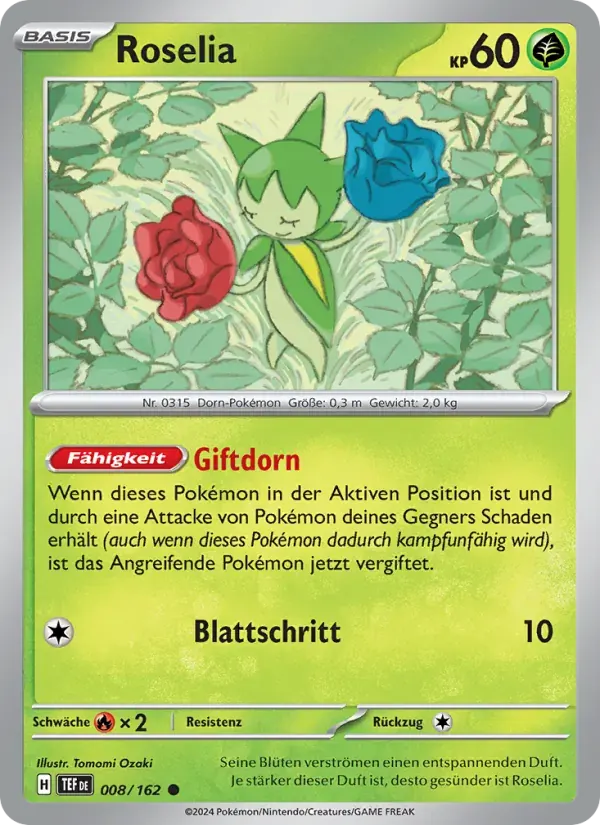 Roselia — Gewalten der Zeit 8 German Pokémon card