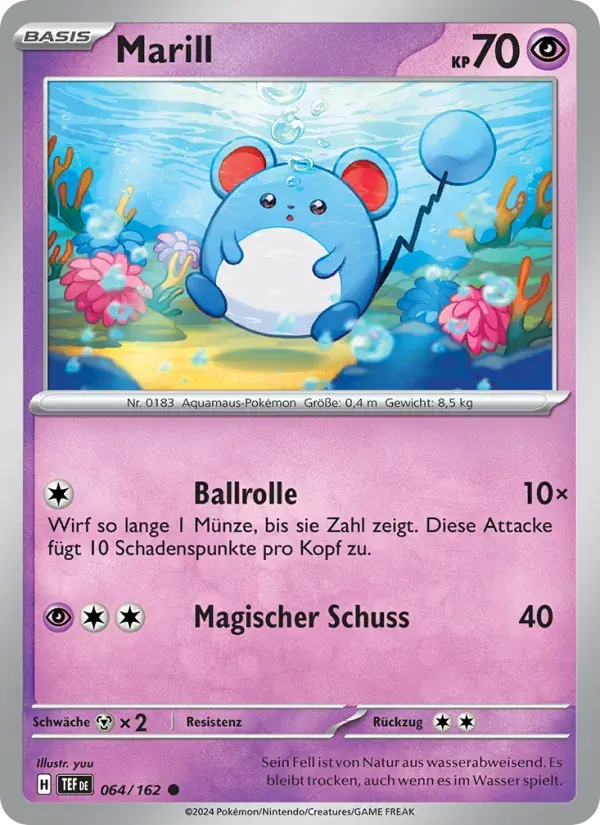 Marill — Gewalten der Zeit 64 German Pokémon card