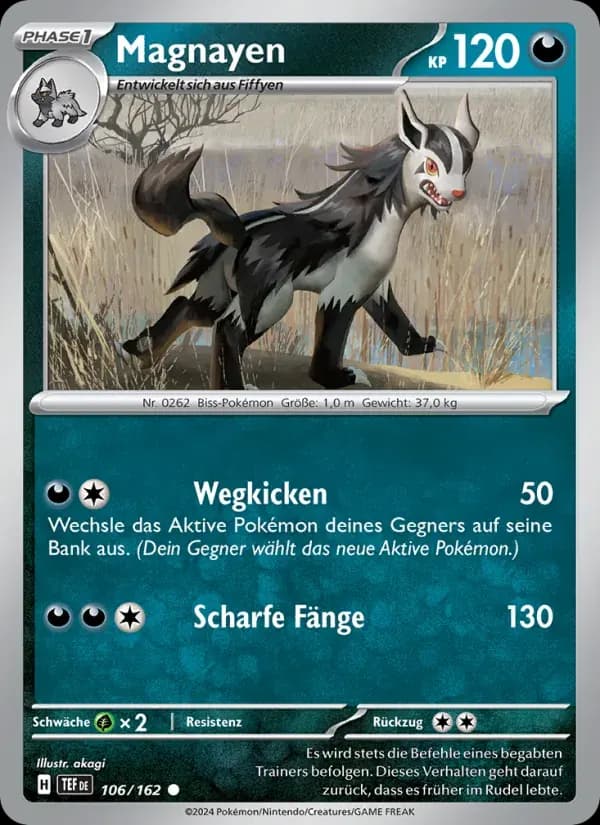 Magnayen — Gewalten der Zeit 106 German Pokémon card