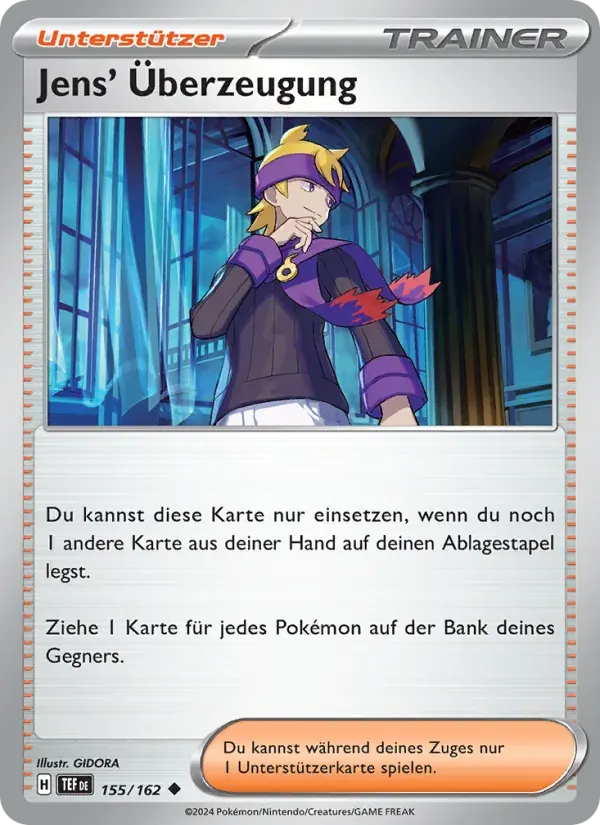 Jens' Überzeugung — Gewalten der Zeit 155 German Pokémon card