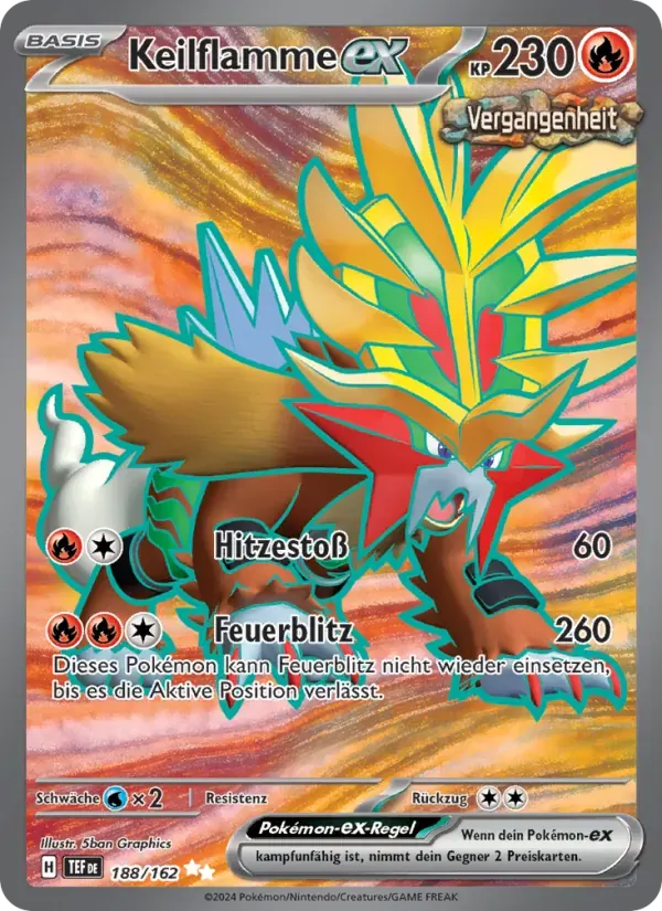 Keilflamme-ex — Gewalten der Zeit 188 German Pokémon card