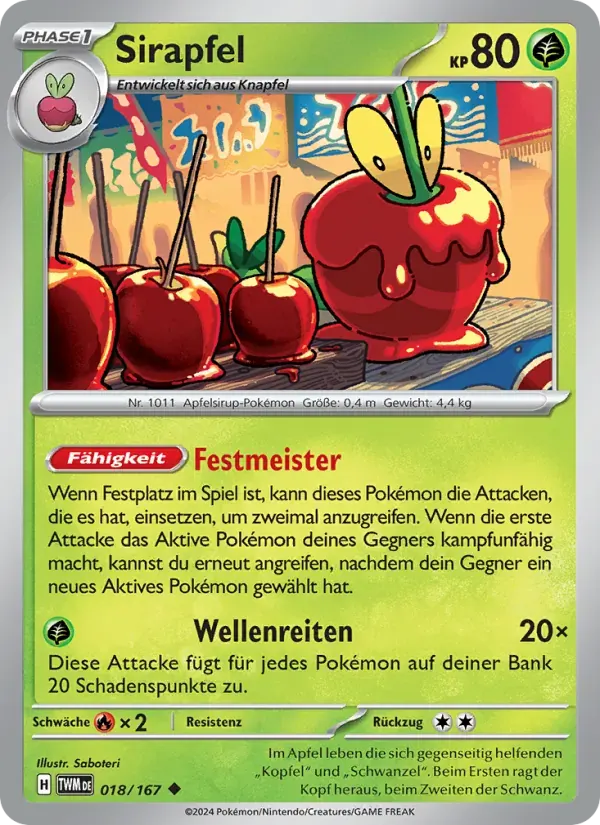 Sirapfel — Maskerade im Zwielicht 18 German Pokémon card
