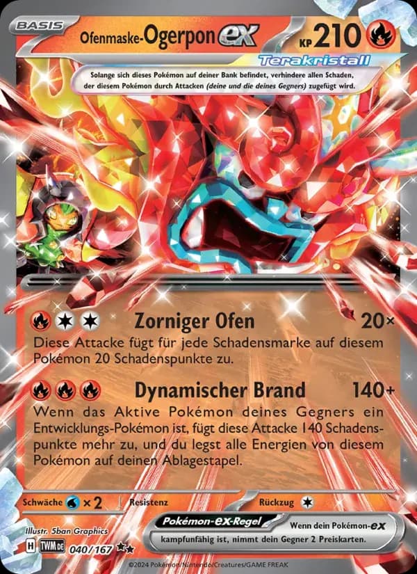 Ofenmaske-Ogerpon-ex — Maskerade im Zwielicht 40 German Pokémon card