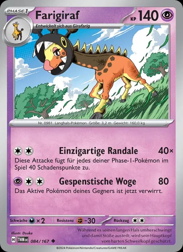 Farigiraf — Maskerade im Zwielicht 84 German Pokémon card