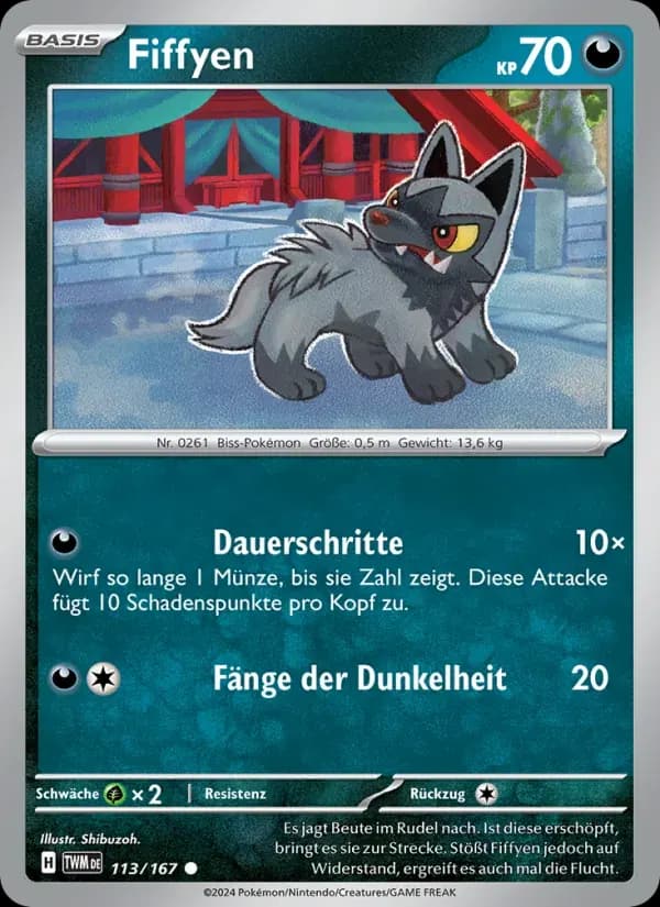 Fiffyen — Maskerade im Zwielicht 113 German Pokémon card