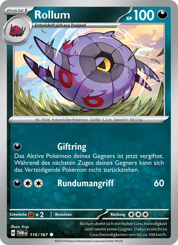 Rollum — Maskerade im Zwielicht 116 German Pokémon card