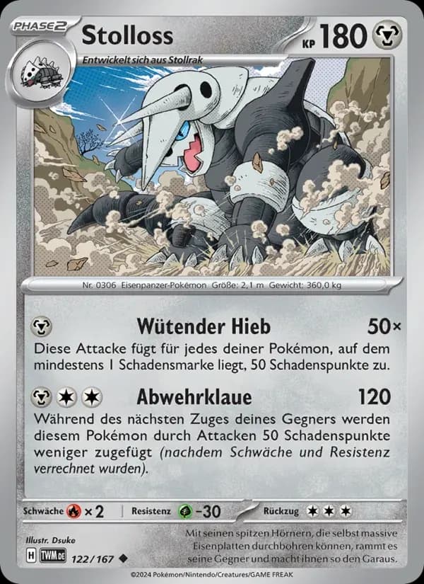 Stolloss — Maskerade im Zwielicht 122 German Pokémon card