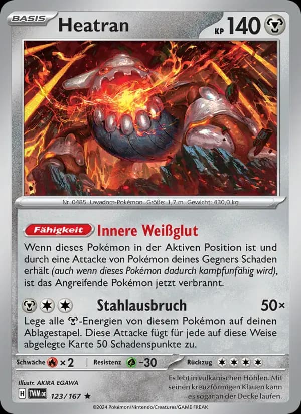 Heatran — Maskerade im Zwielicht 123 German Pokémon card