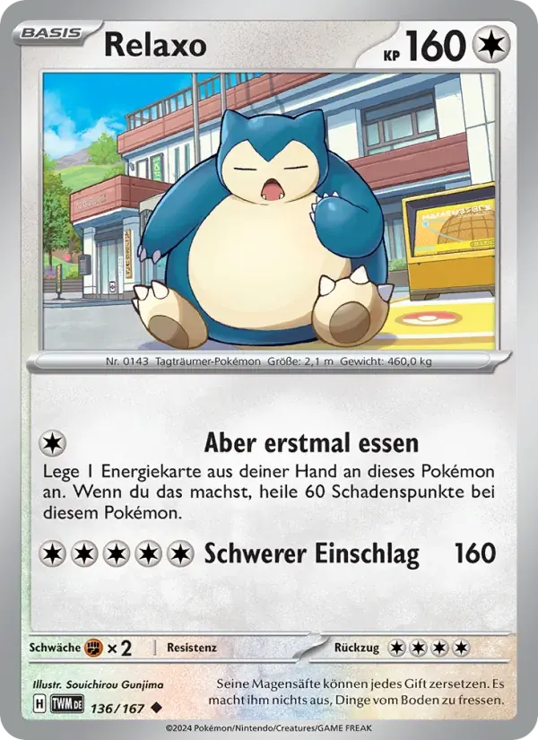 Relaxo — Maskerade im Zwielicht 136 German Pokémon card