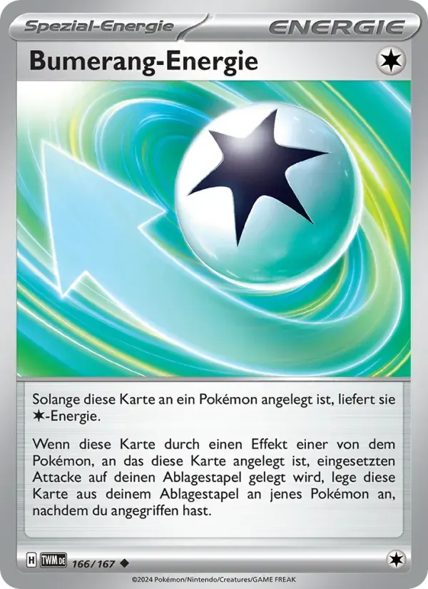 Bumerang-Energie — Maskerade im Zwielicht 166 German Pokémon card