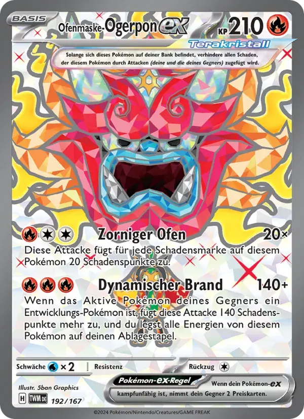 Ofenmaske-Ogerpon-ex — Maskerade im Zwielicht 192 German Pokémon card