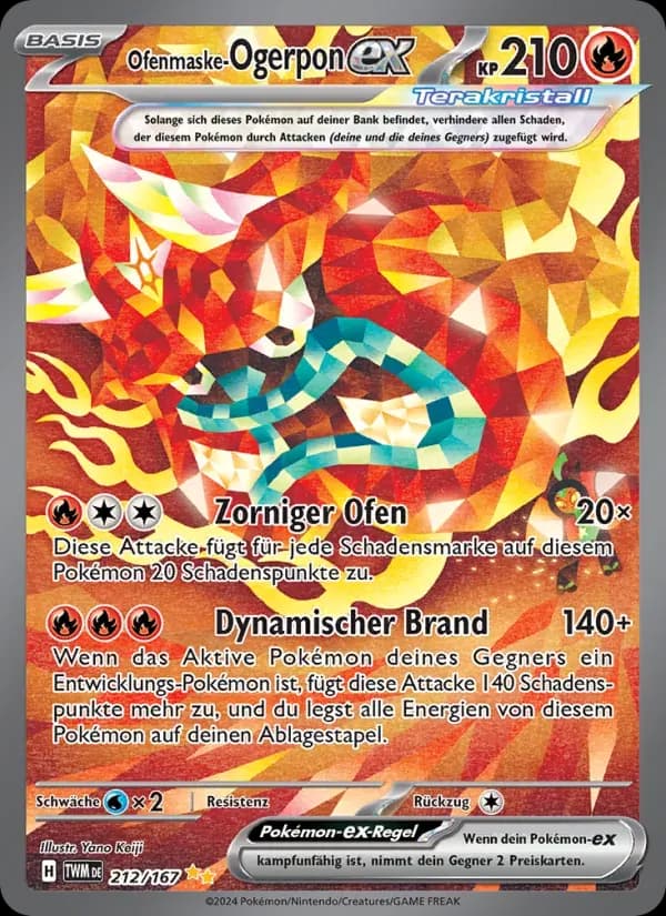 Ofenmaske-Ogerpon-ex — Maskerade im Zwielicht 212 German Pokémon card