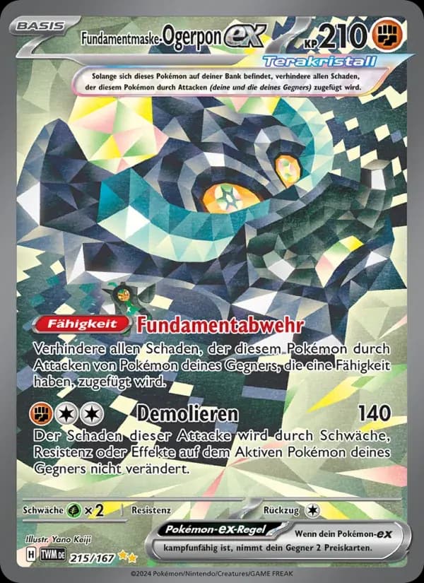 Fundamentmaske-Ogerpon-ex — Maskerade im Zwielicht 215 German Pokémon card