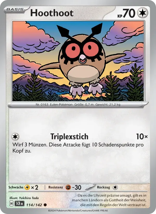 Hoothoot — Stellarkrone 114 German Pokémon card