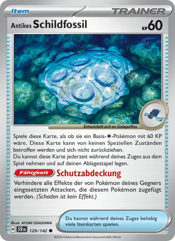 Antikes Schildfossil — Stellarkrone 129 German Pokémon card