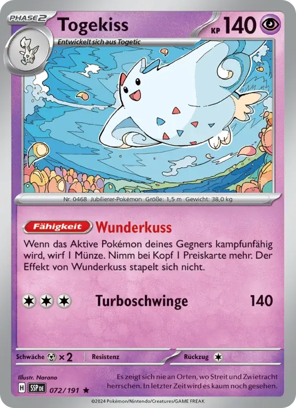 Togekiss — Stürmische Funken 72 German Pokémon card