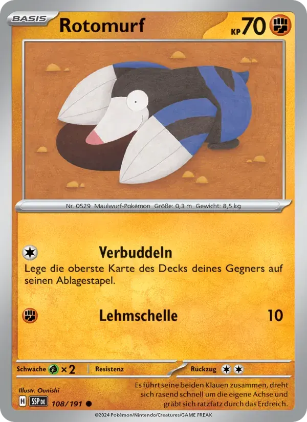 Rotomurf — Stürmische Funken 108 German Pokémon card