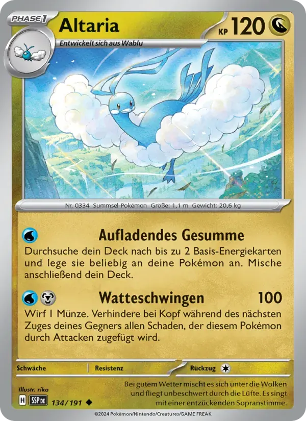 Altaria — Stürmische Funken 134 German Pokémon card