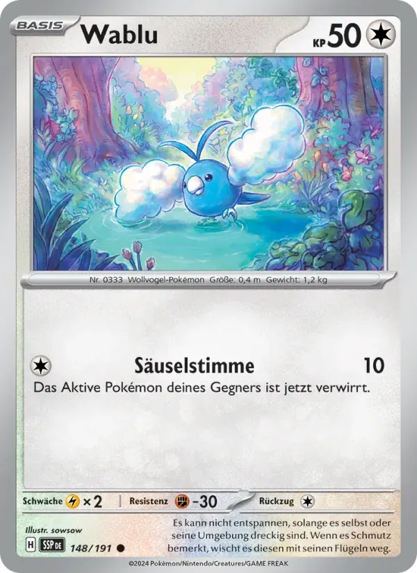 Wablu — Stürmische Funken 148 German Pokémon card