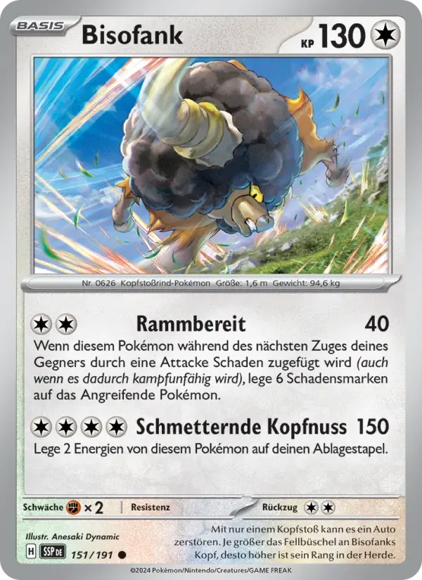 Bisofank — Stürmische Funken 151 German Pokémon card