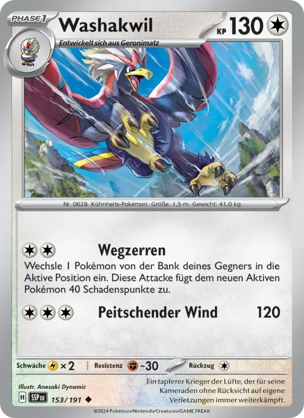 Washakwil — Stürmische Funken 153 German Pokémon card
