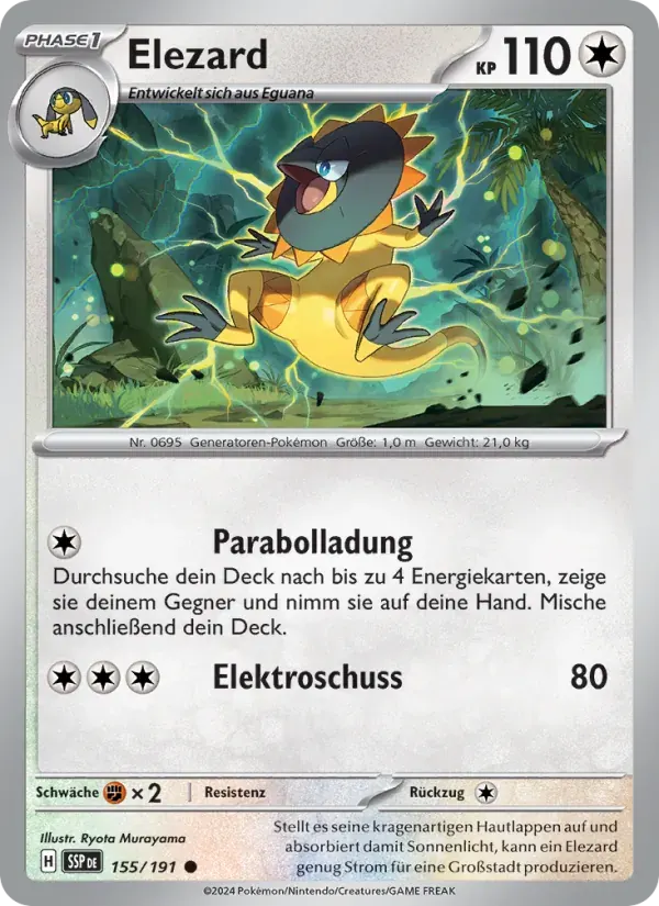 Elezard — Stürmische Funken 155 German Pokémon card